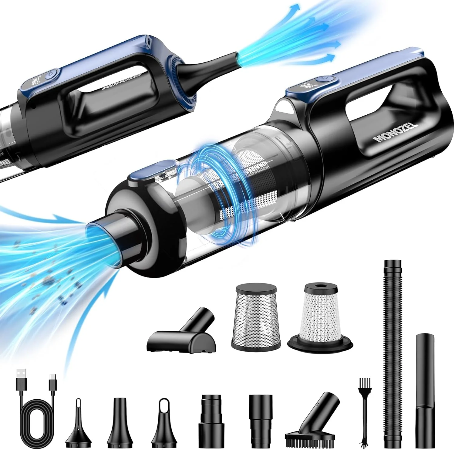 2‑in‑1 Cordless Car Vacuum 18,000Pa with Air Duster, 130W Brushless Mo