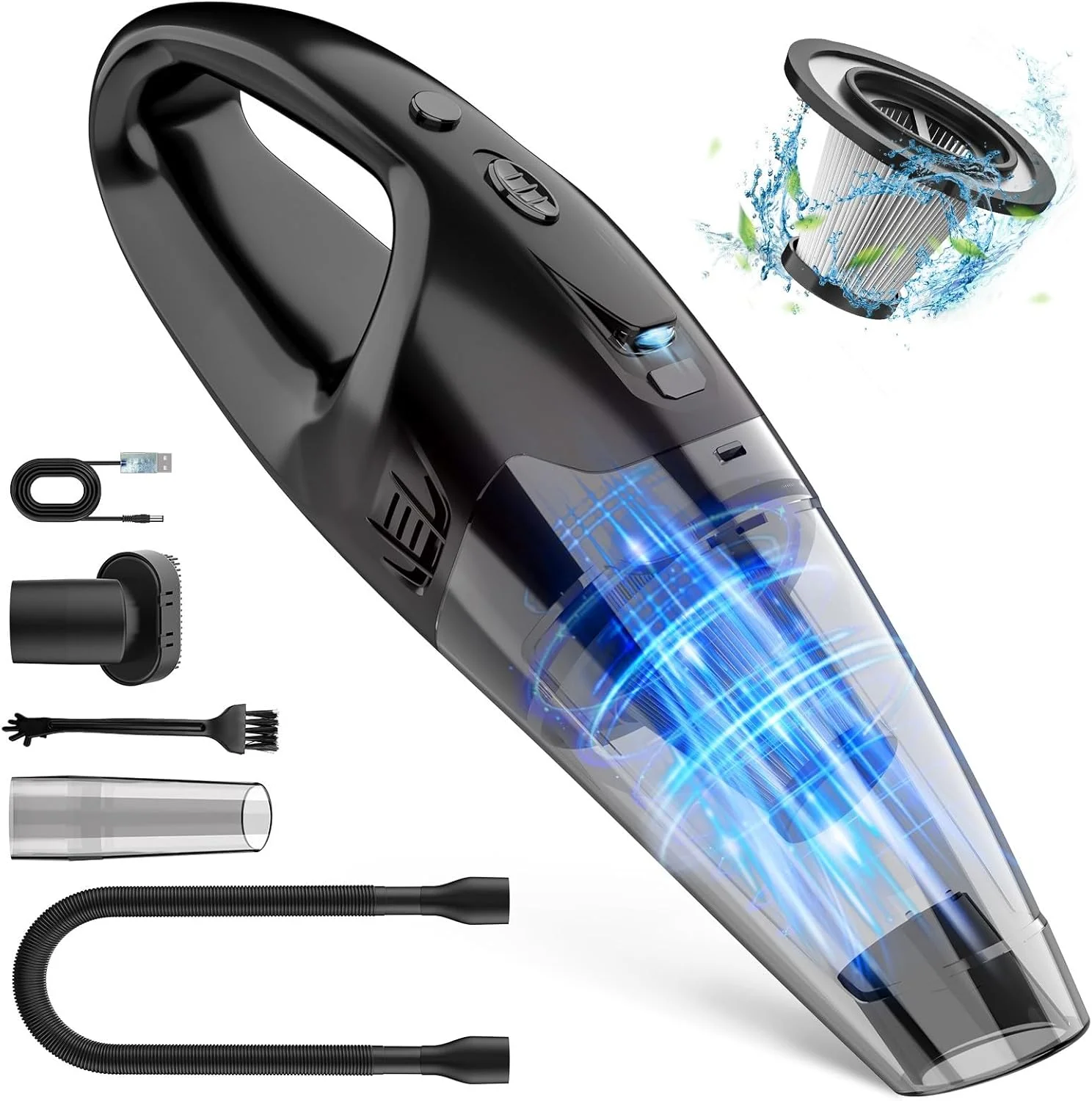 Rechargeable Cordless Handheld Vacuum with LED Light, Lightweight Car 