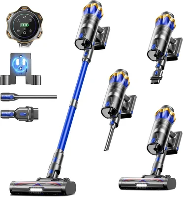 Upgraded 650W 55KPa Cordless Stick Vacuum with Self-Standing, Touch Sc