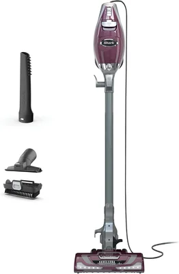 Shark Rocket Pet Plus HV322 Corded Stick Vacuum Lightweight Hand LED XL Dust Cup 2 Attachments Bordeaux Silver