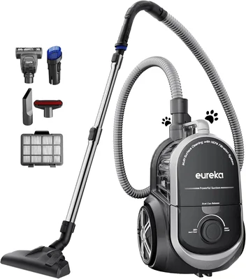 Eureka Bagless Canister Vacuum Lightweight Carpets Hard Floors Silver Black NEN180 