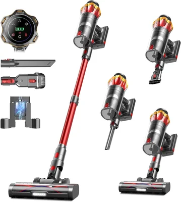 650W/55KPa 70Mins Vacuum Cleaners for Home, Self-Standing Stick Vacuum