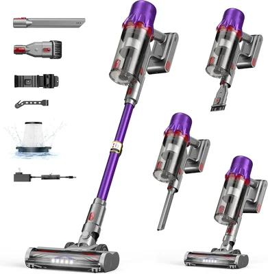 Cordless Stick Vacuum Cleaner with HEPA Filter, 55-Min Runtime, LED Li