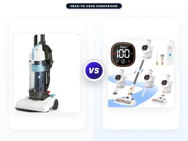 Amazon Basics Upright Bagless Vacuum Cleaner vs Tikom