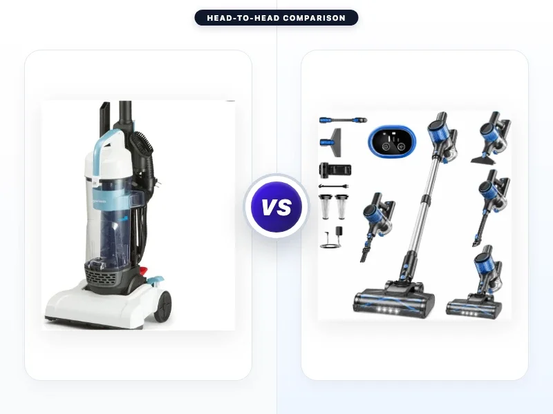 Amazon Basics Upright Bagless Vacuum Cleaner vs Vokene
