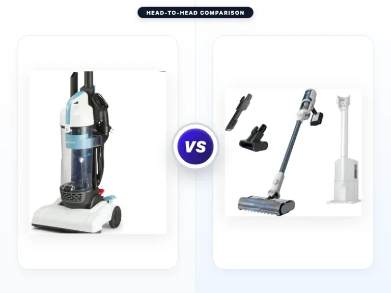 Amazon Basics Upright Bagless Vacuum Cleaner vs Shark