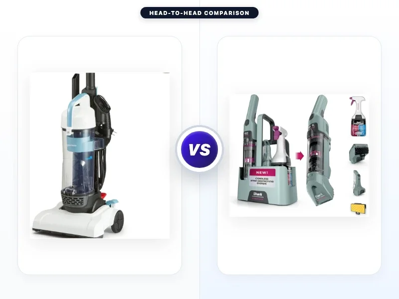 Amazon Basics Upright Bagless Vacuum Cleaner vs Shark